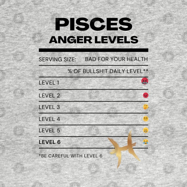 PISCES ANGER LEVELS by Veritè Kulture Vulture T-Shirts & Apparel